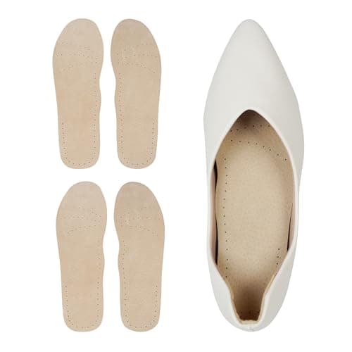 2 Pairs Pigskin Sockless Insoles|Barefoot Cushion Pads|Absorbs Sweat & Controls Odor|Wear Without Socks|Extra Thin Dress Shoes Inserts Women for High Heels Flats Sneakers Small 5-7.5 Size - Image 1