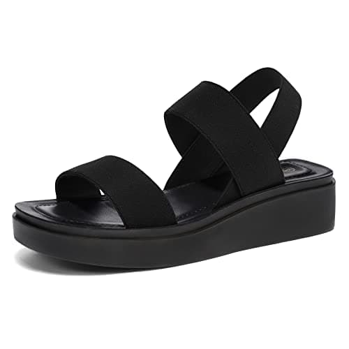 mysoft Women's Platform Wedges Sandals Slingback Lightweight Elastic Ankle Strap Low Wedges Walking Sandals Comfortable Slip On Casual Shoes - Image 1