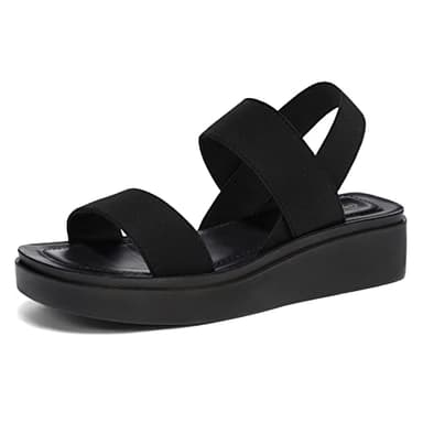 mysoft Women's Platform Wedges Sandals Slingback Lightweight Elastic Ankle Strap Low Wedges Walking Sandals Comfortable Slip On Casual Shoes - Image 1
