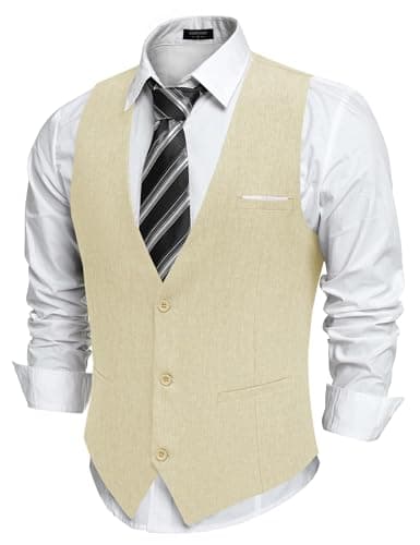 COOFANDY Men's Suit Vest Lightweight Formal Dress Waistcoats Wedding Prom Party Dinner Dress Vest for Man - Image 1