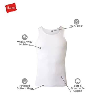 Hanes Men Hanes Men's Cotton Tank Undershirts Pack, Moisture-Wicking Ribbed Tanks, lightweight Cotton Tank Undershirts - Image 6
