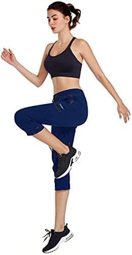 Ksmien Women's Lightweight Hiking Capri Pants Quick Dry Workout Cargo Capris Water Resistant UPF 50+ Zipped Pockets - Image 6
