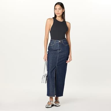 The Drop Women’s Rylie Maxi Denim Skirt with Front Slit, Dark Indigo, XXL, Plus Size - Image 4