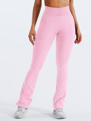 YEOREO Mini Flare Leggings Womens Workout Butt Lifting Legging Hidden Scrunch Seamless 30" Impact Lilliean Yoga Pants Pink M - Image 2