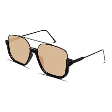 GUVIVI Retro Oversized Aviator Sunglasses for Women Men Square Semi-Rimless Double Bridge Sun Glasses 70s Trendy Shades Pilot-style Brown Pink - Image 1