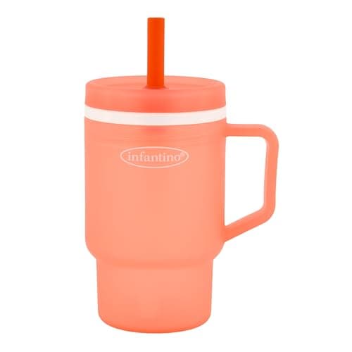 Infantino My 1st Tumbler, Durable Plastic Sippy Cup with Straw & Handle, Spill-Resistant Baby Cup for On-the-Go, BPA-Free Transition Cup, Pink - Image 1