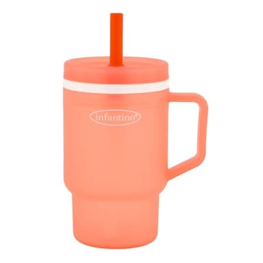 Infantino My 1st Tumbler, Durable Plastic Sippy Cup with Straw & Handle, Spill-Resistant Baby Cup for On-the-Go, BPA-Free Transition Cup, Pink - Image 1