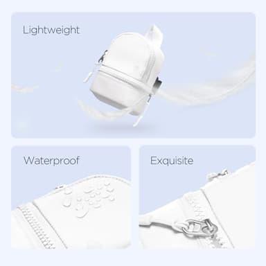 Babysun Mini Backpack Keychain Wristlet Pouch Small Change Coin Purse Cute Zipper Wallet With 3 RFID Card Slots For Women/Men Airpods Cosmetics (White) - Image 5