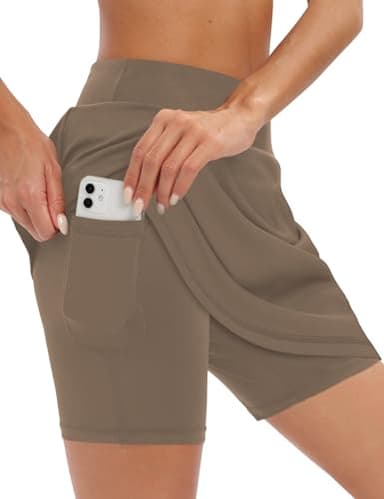 LouKeith Tennis Skirts for Women High Waisted Golf Skirt Dressy Casual Workout Running Active Athletic Skort with Pockets Brown 2XL - Image 2