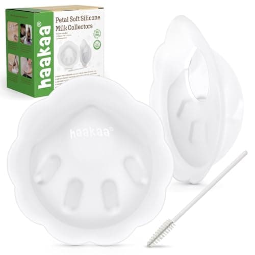 haakaa Petal Soft Silicone Milk Collector丨Discreet Leak-Protection Breast Milk Saver, Reusable Breast Shells Milk Collection Cup for Breastfeeding with Cleaning Brush- 2PCS - Image 1