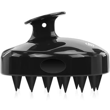 FREATECH Scalp Massager Hair Growth, Scalp Scrubber Shampoo Brush with Soft Silicone Bristles for Dandruff Removal and Hair Care, Wet & Dry Hair Massager Scalp Exfoliator for All Hair Types, Black - Image 1