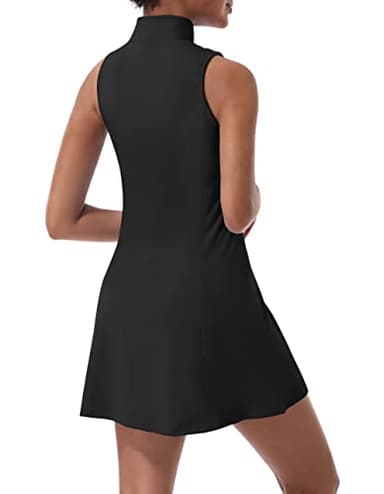 Tennis Dress for Women, Tennis Golf Dresses with Built in Shorts and Pockets for Sleeveless Workout Athletic Dresses Black - Image 2
