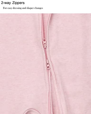 Aablexema Baby Footie Pajamas with Mittens - 3Pcs Infant Footed Sleeper Cotton Sleepwear Outfits(Grey Khaki/Dot/Pink, 0-3M) - Image 4