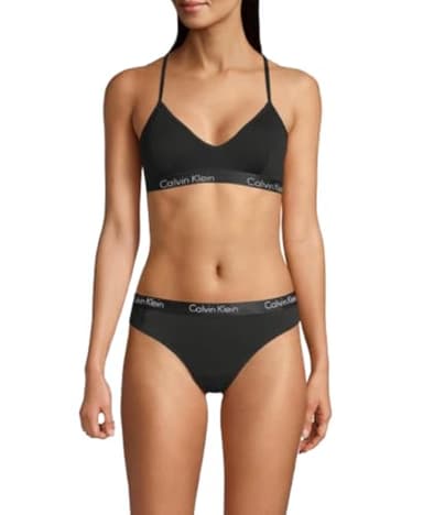 Calvin Klein Motive Cotton Lightly Lined Bralette Black
