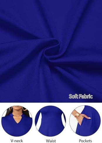 Nmoder Casual Dresses for Women Semi Formal Fit and Flare 3/4 Sleeve A-line Church Work Dress with Pockets - Image 8