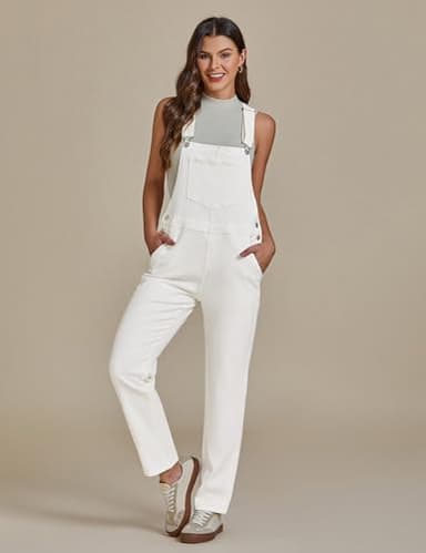 luvamia Women's Casual Adjustable Denim Bib Overalls Jeans Pants Fashion Loose Overall Jumpsuits Brilliant White Size X-Small - Image 5