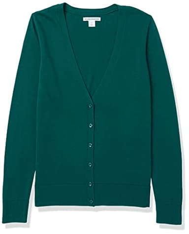 Amazon Essentials Women's Lightweight V-Neck Cardigan Sweater (Available in Plus Size), Dark Green, X-Small - Image 6