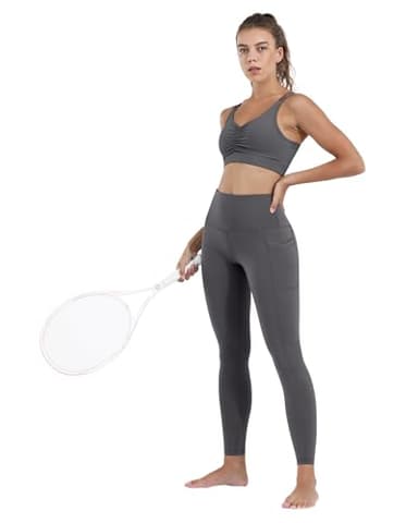 CHRLEISURE Leggings with Pockets for Women, High Waisted Tummy Control Workout Yoga Pants(3Packs Black,Gray,Wine, XS) - Image 3