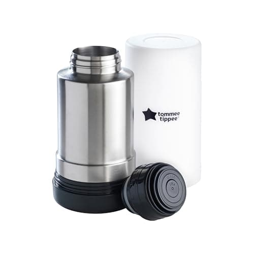 Tommee Tippee Portable Travel Baby Bottle and Food Warmer, Thermal Insulation, Stainless-Steel Flask with Leak-Proof Lid - Image 1