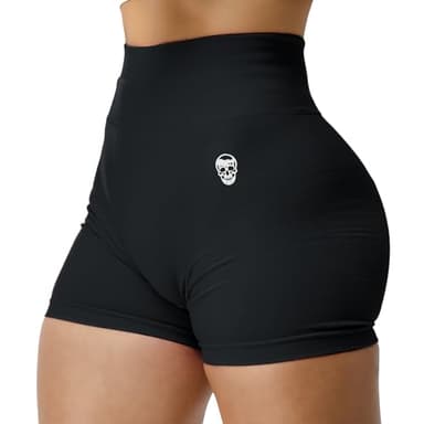 Gymreapers Seamless Shorts Infinity High Waist Biker Workout Scrunch Shorts for Women Athletic Gym Running Pilates Yoga Sport Short (Black) - Image 1