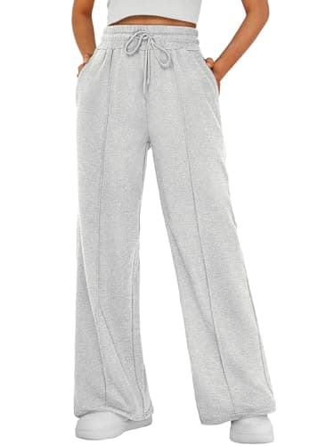 AUTOMET Womens Wide Leg Sweatpants Flare Lightweight Baggy Straight Leg Pants Oversized Joggers Fall Fashion 2025 Gray XS - Image 1
