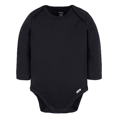 Gerber Unisex Baby Infant Long Sleeve Solid Onesies Multi-Pack Interlock 180 GSM, Black - Image 2