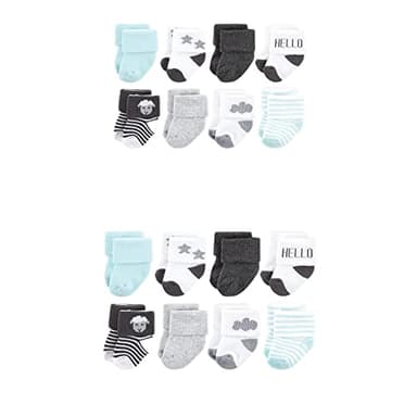 Hudson Baby Unisex Baby Grow with Me Cotton Terry Socks, Sheep, 0-6 and 6-12 Months
