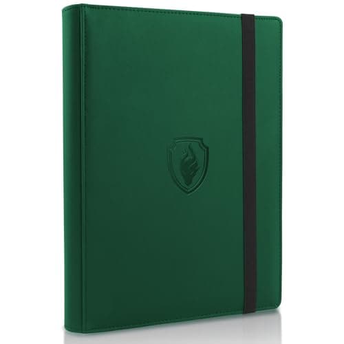 Trading Card Binder 9 Pocket, Fabmaker PU Cover Card Collection Binder for 360 Cards, Premium Card Book, Sturdy Card Holder Folders, Card Album for YuGiOh, MTG, TCG, Game & Sports Cards, Dark Green - Image 1