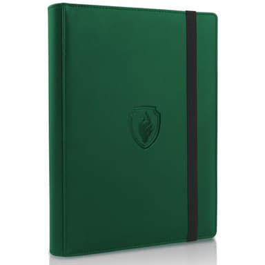 Trading Card Binder 9 Pocket, Fabmaker PU Cover Card Collection Binder for 360 Cards, Premium Card Book, Sturdy Card Holder Folders, Card Album for YuGiOh, MTG, TCG, Game & Sports Cards, Dark Green - Image 1