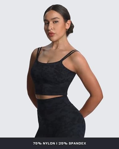 Aoxjox Women's Workout Sports Bras Fitness Yoga Crop Tank Twist Back Cami (Cloud Black, X-Large) - Image 3