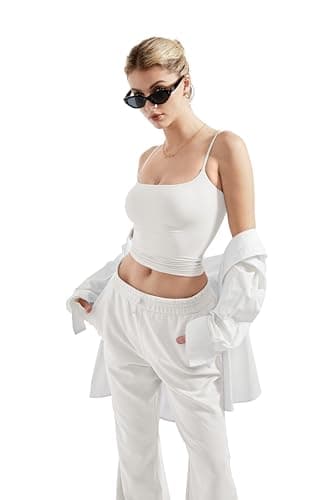 SUUKSESS Women Sexy Square Neck Tank Top Summer Going Out Tops Double Line Sleeveless Basic Cami Shirts (Snow White, L) - Image 3