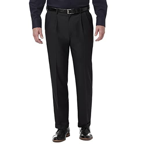 Haggar Mens Premium Comfort Classic Fit Pleat Front Reg. And Big & Tall Sizes Dress Pants, Black, 36W X 31L US - Image 1