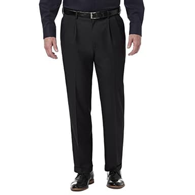 Haggar Mens Premium Comfort Classic Fit Pleat Front Reg. And Big & Tall Sizes Dress Pants, Black, 36W X 31L US - Image 1