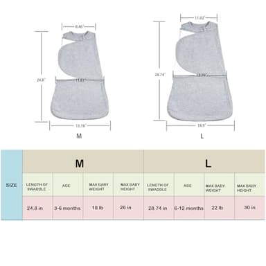 Baby Sleep Sack Swaddle,Swaddles 3-6 Months,3-Way Adjustable Wearable Transition Blanket Boy And Girl,100% Cotton,TOG 1.0(Grey) - Image 6