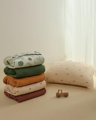 Blissful Diary Muslin Crib Sheets for Girl Boy, Boho Neutral Soft Cotton Baby Sheet for 52''x28'' Standard Crib Mattress, 2 Pack(Monstera&Dark Green) - Image 7