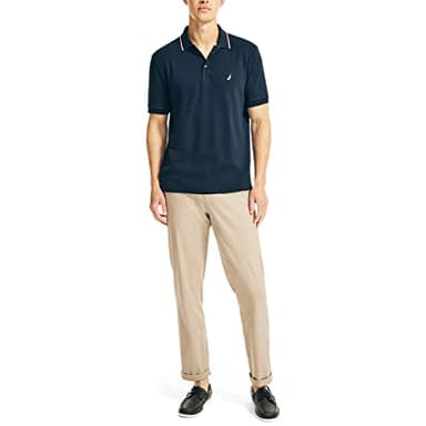 Nautica Men's Classic Fit Short Sleeve Dual Tipped Collar Polo Shirt Shirt, -Navy, Large - Image 2
