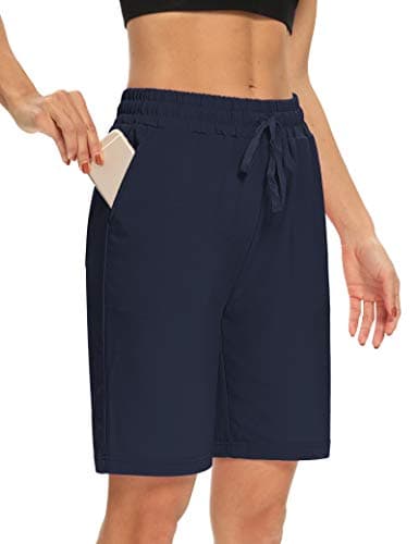 DIBAOLONG Womens Yoga Shorts Loose Comfy Drawstring Lounge Bermuda Shorts with 3 Pockets Navy 2XL - Image 1