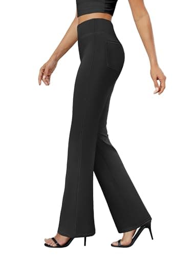 DLOODA Womens Bootcut Dress Pants Business Casual Work Pants with Pockets High Waist Stretchy Trousers Pull On Office Slacks Black - Image 1