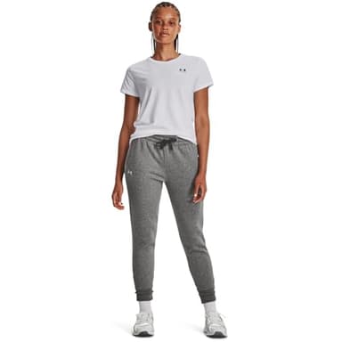 Under Armour Womens Rival Fleece Joggers, (025) Castlerock Light Heather / / White, Large - Image 3