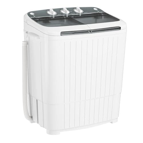 SUNCROWN Portable Washing Machine 16lbs, Compact Twin Tub Semi Automatic Washer, Energy-Saving Mini Laundry Combo with Extended Drain Hose & Pump for Dorms, Apartments, RV, Grey - Image 1