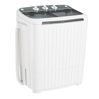 SUNCROWN Portable Washing Machine 16lbs, Compact Twin Tub Semi Automatic Washer, Energy-Saving Mini Laundry Combo with Extended Drain Hose & Pump for Dorms, Apartments, RV, Grey - Image 1