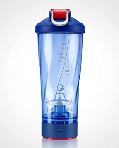 VOLTRX Electric Shaker Bottle - VortexBoost Portable USB C Rechargeable Protein Shake Mixer, Shaker Cups for Protein Shakes, BPA Free, Waterproof, Colored Light Base, 24 oz (Power Blue) - Image 6