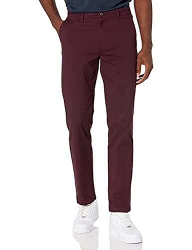 Amazon Essentials Mens Straight-Fit Casual Stretch Chino Pants, Burgundy, 33W x 32L - Image 1