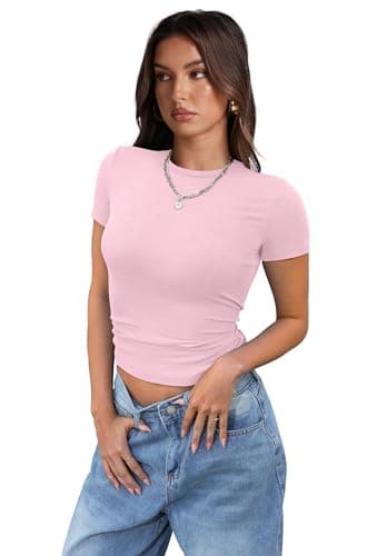 XIEERDUO Short Sleeve T Shirts for Women Summer Clothes Basic Tee 3 Pack DarkGreen RoyalBlue Pink M - Image 4