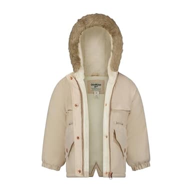 OshKosh B'gosh Girls' Heavyweight Faux Fur Hooded Parka Warm Winter Coat, Khaki - Image 2