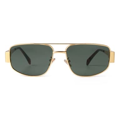 ADE WU Trendy Aviator Sunglasses for Women Men Vintage Gold Metal 03 Pilot Sun Glasses (Gold/Green) - Image 2