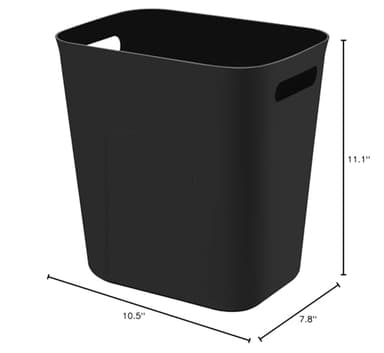 UUJOLY Plastic Small Trash Can Wastebasket, Garbage Container Basket for Bathrooms, Laundry Room, Kitchens, Offices, Kids Rooms, Dorms, 3.5 Gallon, Black - Image 7