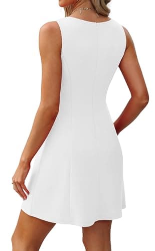 WIHOLL Women's A-Line Sleeveless Boat Neck Mini Dress Spring Summer Sexy Elegant Formal Cocktail Dresses Date Night Going Out Evening Dinner Little Short White Graduation Dresses 2025 S - Image 4