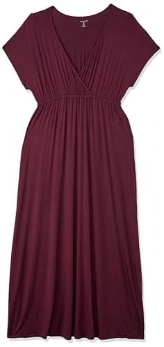Amazon Essentials Women's Waisted Maxi Dress (Available in Plus Size), Burgundy, Medium - Image 1