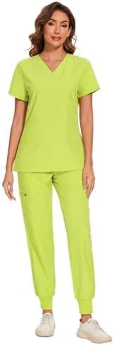 COZYFIT Scrubs for Women Set - Stretch V-Neck Scrub Top & Jogger Pant with 8 Pockets - Image 2